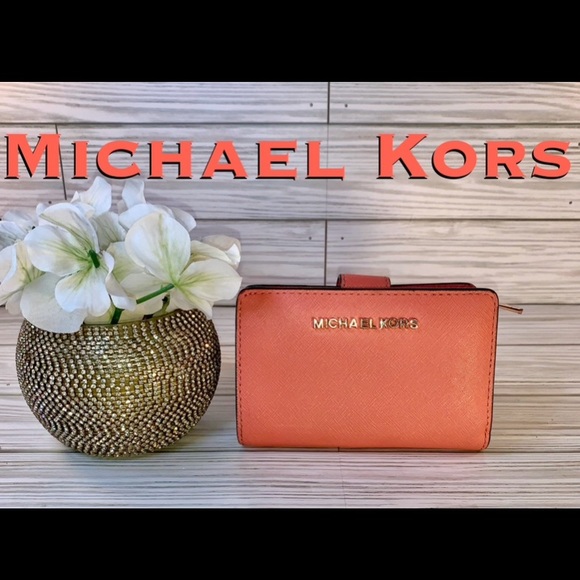 MICHAEL Michael Kors Handbags - Sold Michael Kors Tangerine  Orange Bifold Leather Wallet  & Change Purse